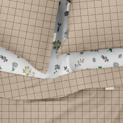 Полуторна постіль з простирадлом на гумці BEIGE GEOMETRY CS11 COSAS Бежевий 160х220 см Гуляйполе