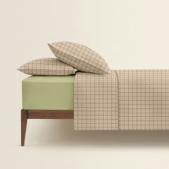 Двоспальна постіль з простирадлом на гумці BEIGE GEOMETRY CS13 COSAS Бежевий 180х220 см Братське