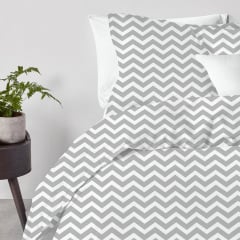 Евро постель с простыней на резинке Grey W Zigzag COSAS серый 200х220 см Бородянка