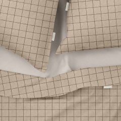 Сімейна постіль з простирадлом на гумці BEIGE GEOMETRY CS7 COSAS Бежевий 2х160х220 см Павлоград