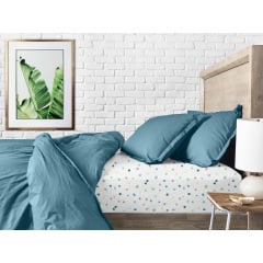 Набір простирадла на резинці COSAS LIGHT BLUE / COLOR BLOTS Ранфорс 160х200х20 см 2 шт Блакитний/Білий Тячів