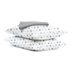 Набір наволочки і простирадло COSAS BLUE GREY STARS & SHADOW Ранфорс 160х200 см Блакитний Суми