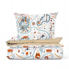 Підлітковий комплект без простирадла COSAS TRAVELING ANIMALS Ранфорс 155х215 см Теракотовий Кобижча