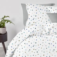 Евро комплект на резинке COSAS COLOR BLOTS CS3 Ранфорс 200х220 см Белый/Серый Гуляйполе
