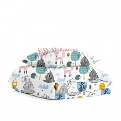 Подростковый комплект на резинке COSAS FOREST ANIMAL Ранфорс 155х215 см Разноцветный Бородянка