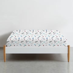 Простыня на резинке 120х200 см BLUE WILDFLOWERS COSAS белый Ирпень