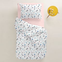 Дитяча постільна білизна в ліжечко Blue Wild Flowers COSAS Білий 110х140 см Молочанськ