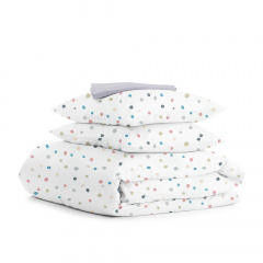 Сімейна постіль з простирадлом на гумці COSAS Color Blots Cs1 2х160х220 см Різнокольоровий Лосинівка