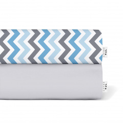 Набор Простыня на резинке COSAS G&B ZIGZAG Ранфорс 60х120х12 см 2 шт Серый/Разноцветный Фастов