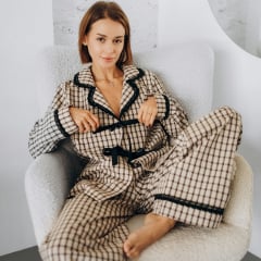 Пижама женская COSAS Betty M Бежево-черный Киев