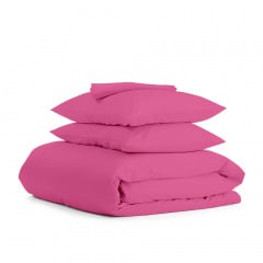 Двоспальна постіль з простирадлом на гумці Candy CS1 COSAS Фуксія 180х220 см Новомиколаївка