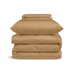 Подростковая постель сатин с простыней на резинке SAND CS2 Cosas Капучино 160х220 см Надворная