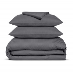 Сімейна постіль сатин з простирадлом на гумці STONE Cosas Антрацит 2х160х220 см Вишгород