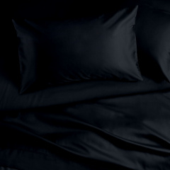 Двоспальна постільна білизна сатин BLACK Cosas чорний 180х220 см Новомиколаївка