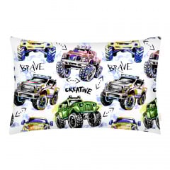 Подростковый комплект без простыни COSAS BRAVE CARS Ранфорс 155х215 см Серый Шепетовка