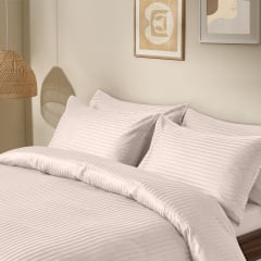 Двуспальная постель сатин с простыней на резинке PASTEL CS1 Cosas Сакура 180х220 см Киев