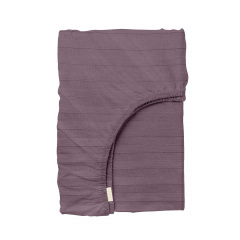 Двоспальна постіль сатин з простирадлом на гумці AURORA Cosas Баклажан 180х220 см Єланець