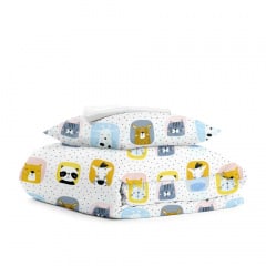 Подростковая постель с простыней на резинке COLOR ANIMALS COSAS Белый 155х215 см Костополь