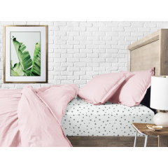 Набір простирадла на резинці COSAS ROSE DOTS / GREY STARS Ранфорс 140х200х20 см 2 шт Рожевий/Білий Братське