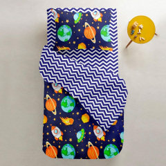 Подростковый пододеяльник COSAS SPACE Ранфорс 155х215 см Синий Борисполь