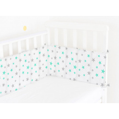 Бортики на ліжечко COSAS MINT STARSFALL Ранфорс 30х180 см М'ятний Пологи