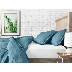 Двуспальная постель с простыней на резинке Azure COSAS бирюзовый 180х220 см Смела