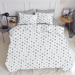 Євро наволочка COSAS GREY STARS Ранфорс 50х70 см Блакитний Пологи