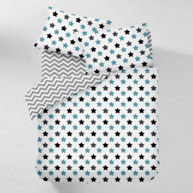 Євро простирадло Cosas GREY ZIGZAG CS2 Ранфорс 220х240 см Сірий