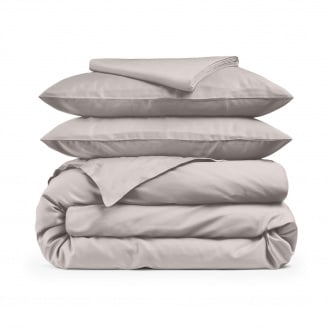 Євро постіль сатин з простирадлом на гумці IVORY Cosas Кварц 200х220 см