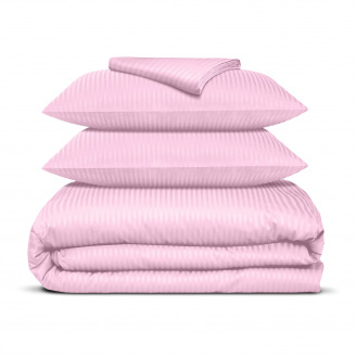 Євро постіль сатин з простирадлом на гумці BUBBLE Cosas рожевий 200х220 см