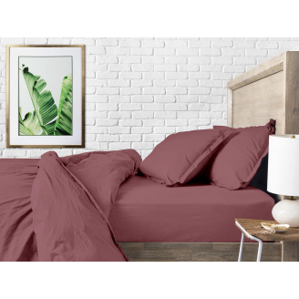 Евро простыня COSAS BLUEBERRY CS1 Ранфорс 220х240 см Вишневый