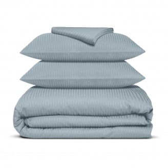 Двоспальна постіль сатин з простирадлом на гумці CASHMERE CS1 Cosas сизий 180х220 см