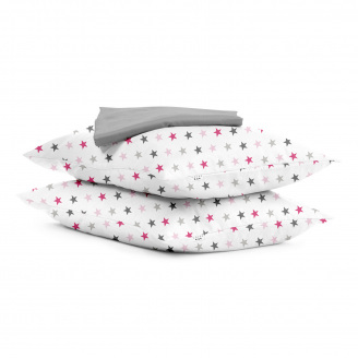 Набір наволочки і простирадло COSAS ROSE GREY STARS & SHADOW Ранфорс 160х200 см Рожевий