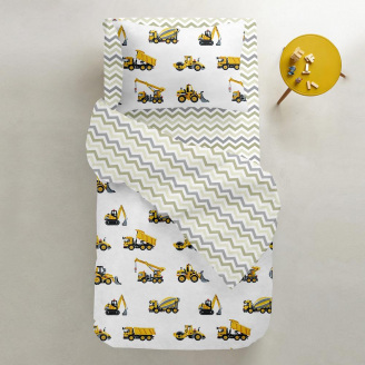 Дитяче простирадло COSAS BEIGE ZIGZAG Ранфорс 60х120х12 см Бежевий