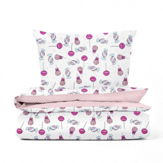 Підлітковий комплект без простирадла COSAS LOLLIPOPS Ранфорс 155х215 см Рожевий