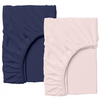 Набір простирадла на резинці COSAS DARK BLUE / PUDRA Ранфорс 160х200х20 см 2 шт Рожевий/Синій