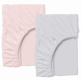 Набір простирадла на резинці COSAS GREY / PUDRA Ранфорс 140х200х20 см 2 шт Рожевий/Сірий