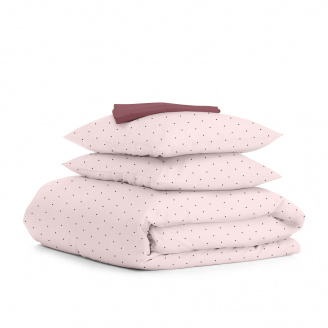 Двоспальна постіль з простирадлом на гумці Mini Dots CS24 COSAS рожевий 180х220 см