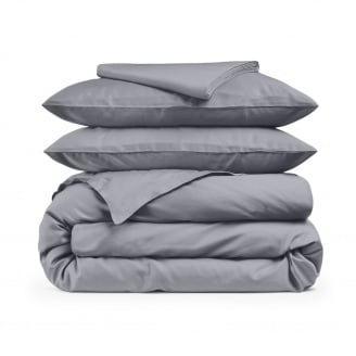 Двоспальна постіль сатин з простирадлом на гумці URBAN Cosas Графіт 180х220 см