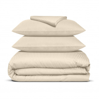 Євро постіль сатин з простирадлом на гумці BISCUIT Cosas Магнолія 200х220 см