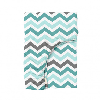 Простынь на резинке 80х160 см MINT ZIGZAG COSAS мятный
