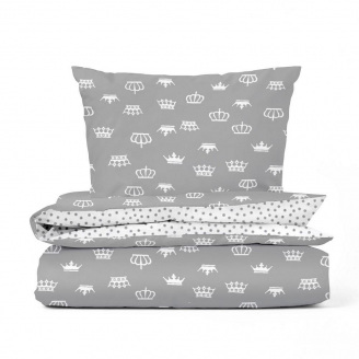 Дитячий комплект без простирадла COSAS GREY CROWN Ранфорс 110х140 см Сірий