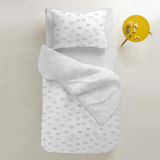Детская простыня COSAS GREY DOTS Ранфорс 60х120х12 см Белый