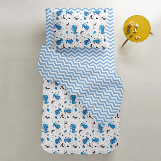 Дитяча підковдра COSAS DINO IN SPACE Ранфорс 110х140 см Блакитний