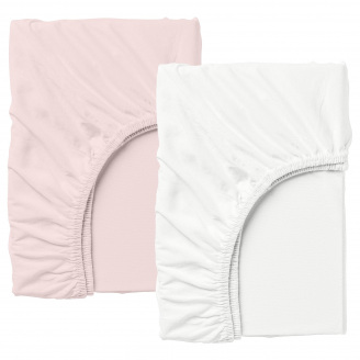 Набор Простыня на резинке COSAS WHITE/PUDRA Ранфорс 140х200х20 см 2 шт Розовый/Белый