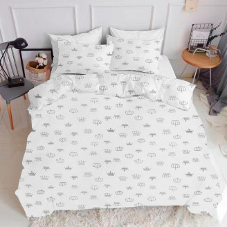 Полутораспальный пододеяльник COSAS GREY CROWN Ранфорс 160х220 см Белый