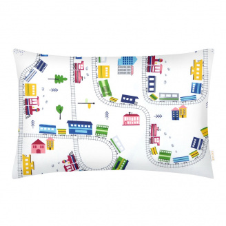 Детская наволочка COSAS RAILWAY Ранфорс 40х60 см Голубой