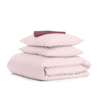 Сімейна постіль з простирадлом на гумці MINI DOTS CS25 COSAS рожевий 2х160х220 см