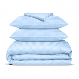 Євро постіль сатин з простирадлом на гумці MAYA Cosas Блакитний 200х220 см