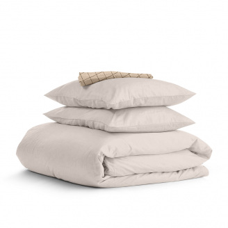 Двоспальна постіль з простирадлом на гумці Ivory CS2 COSAS Капучино 180х220 см